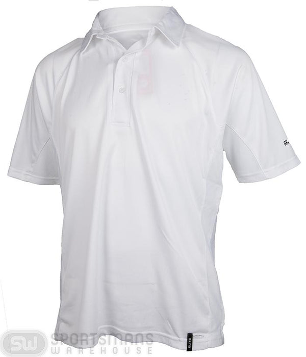 Gray Nicolls Elite Short Sleeve Senior Cricket Shirt - White