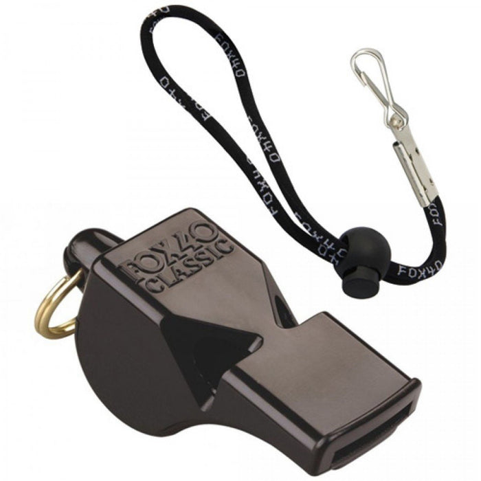 Fox 40 Classic Official Whistle with Lanyard - Black