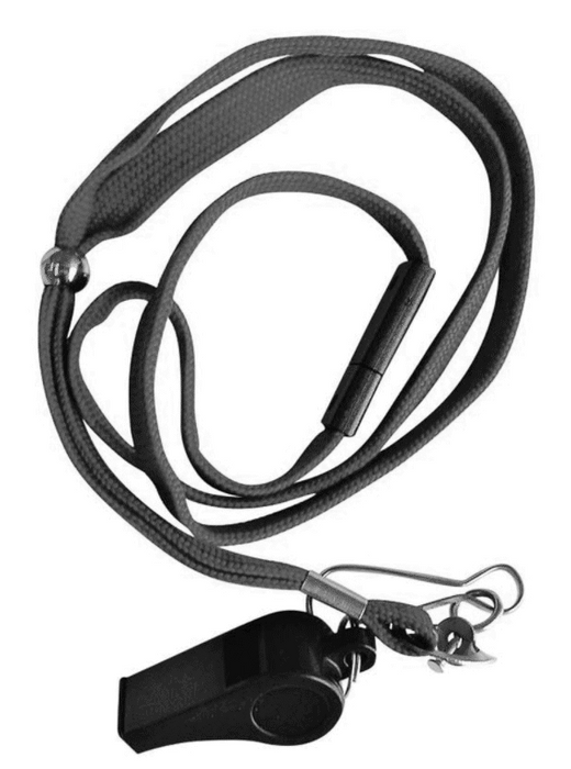 Reliance Plastic Whistle with Lanyard - Black