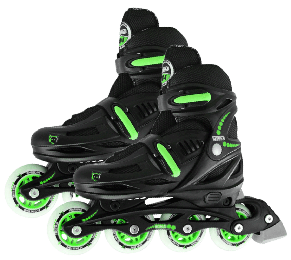 Crazy Skates 148 Adjustable Small Inline Skates - Black/Green