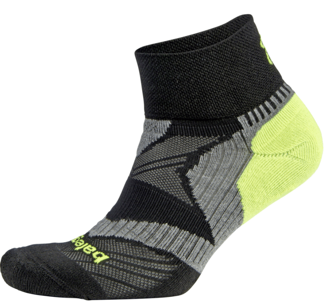 Balega Small Enduro V-Tech Quarter Socks - Black/Grey/Yellow