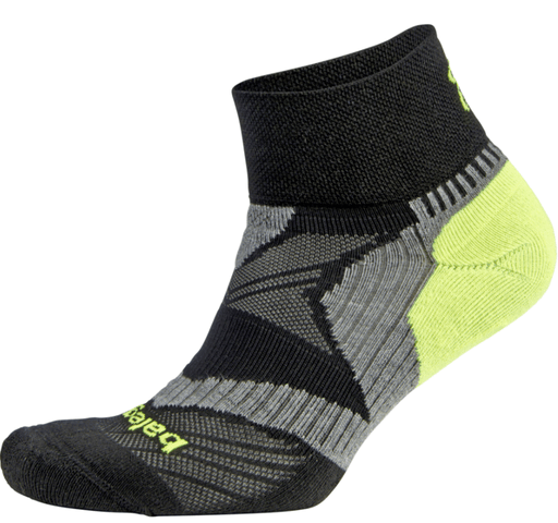 Balega Large Enduro V-Tech Quarter Socks - Black/Grey/Yellow