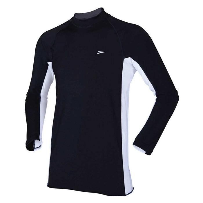 Speedo Mens Long Sleeve Slim Fit Sun Top - Black/White