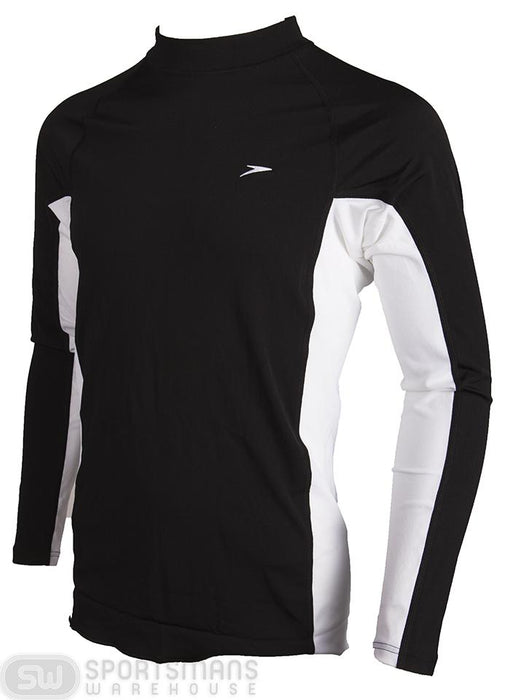 Speedo Mens Long Sleeve Slim Fit Sun Top - Black/White