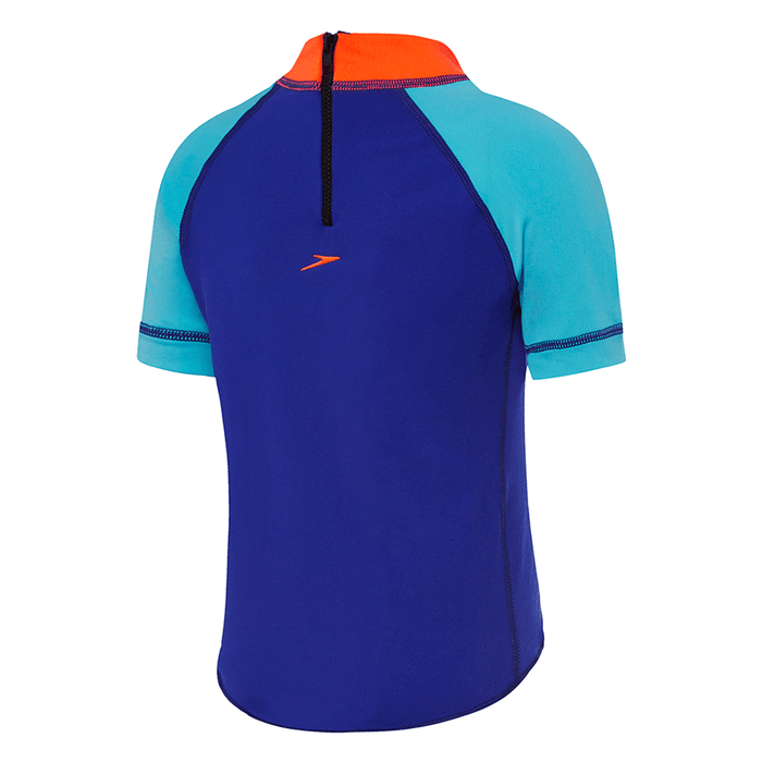 Speedo Junior Boys Logo Short Sleeve Sun Top - Speed/Blue