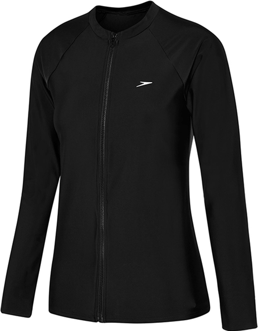 Speedo Womens Endurance 10 Zip Up Long Sleeve Sun Top - Black