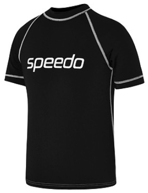 Speedo Boys Logo Short Sleeve Sun Top - Black