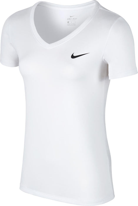 Nike Womens Dry V-Neck Training Tee - White/Black