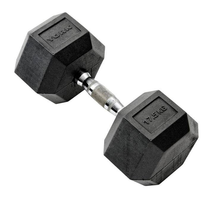 York Rubber Hex 17.5Kg Dumbell