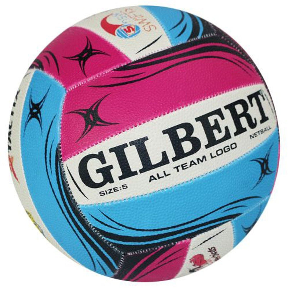 Gilbert ANZ Champ All Team Logo Size 5 Netball - White/Multi