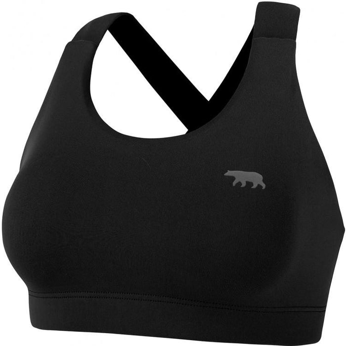 Running Bare Womens Classic Power Up Cross Back Crop - Black