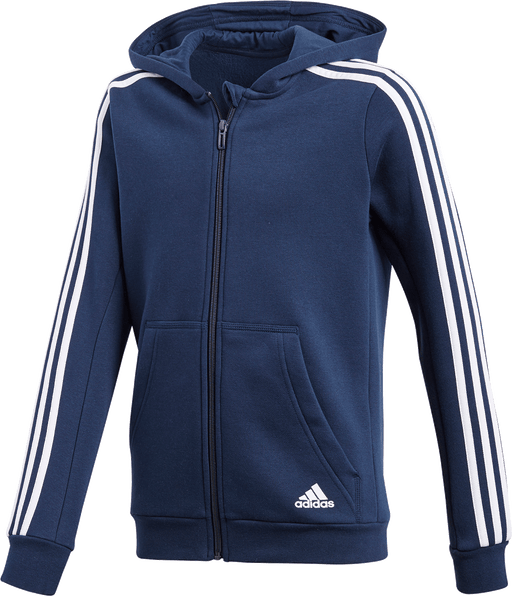 Adidas Boys 3-Stripe Full Zip Hoodie - Collegiate Navy/White