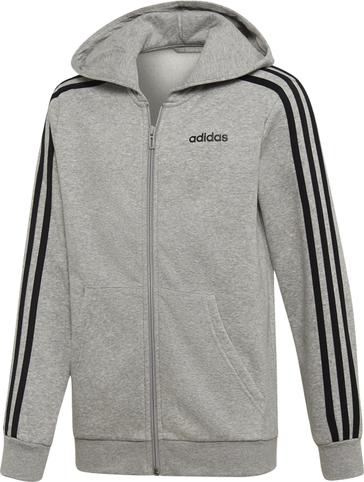 Adidas Boys Ess 3-Stripe Fz Hoodie - Medium Grey Heather