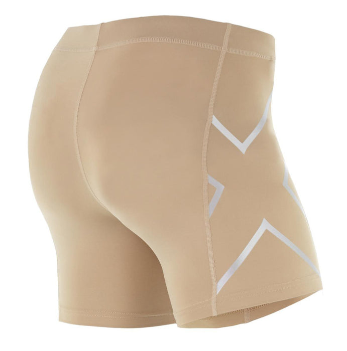 2XU TR2 Mens Compression 1/2 Short - Beige/Silver