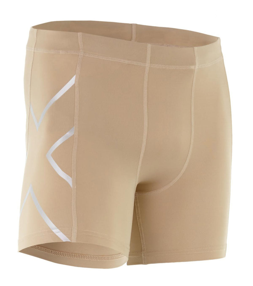 2XU TR2 Mens Compression 1/2 Short - Beige/Silver