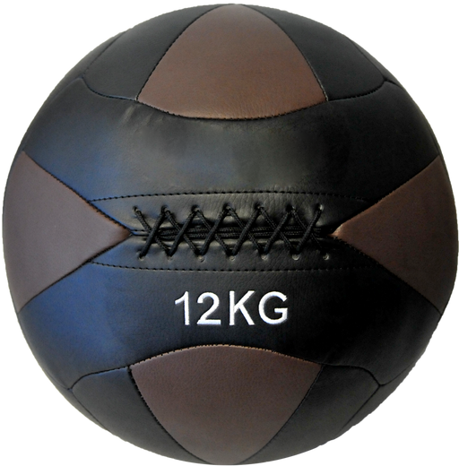 HCE 12Kg Leather Wall Ball - Black/Brown