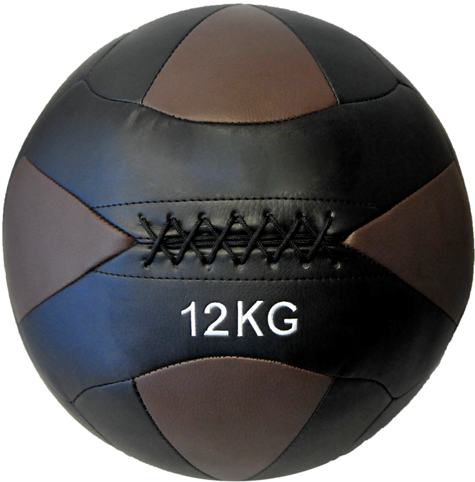 HCE 12Kg Leather Wall Ball - Black/Brown