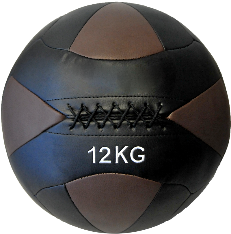 HCE 12Kg Leather Wall Ball - Black/Brown