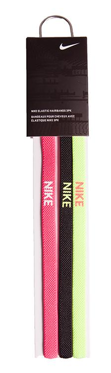 Nike Elastic Hairbands 3 Pack - Volt/Black/Hyper Pink