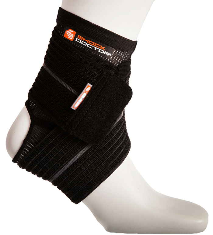 Shock Doctor Medium Ankle Sleeve with Compression Wrap-Black