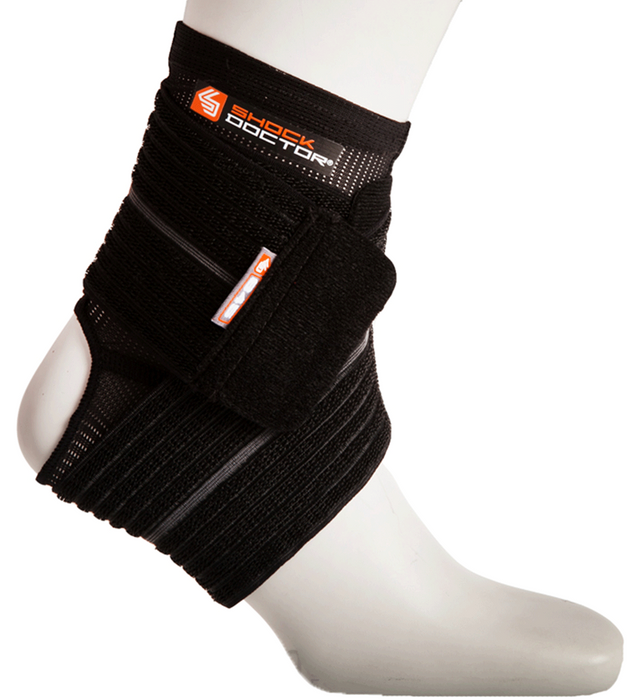 Shock Doctor Large Ankle Sleeve with Compression Wrap-Black