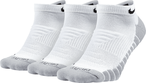 Nike 3 Pack Dry Cushion No-Show Socks - White/Wolf Grey