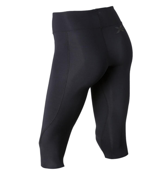 2XU Womens Mid Rise 3/4 Compression Tights - Black/Dot Reflective