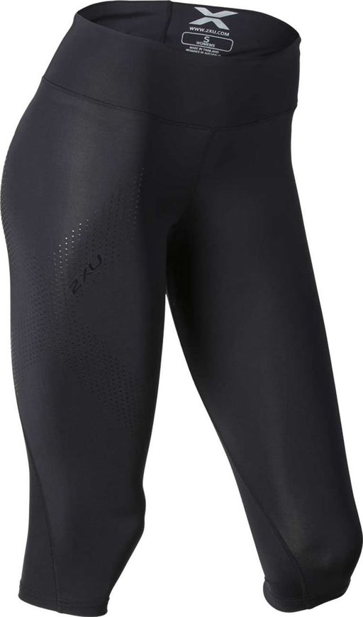 2XU Womens Mid Rise Compression 3/4 Tights - Black/Black Dot Logo