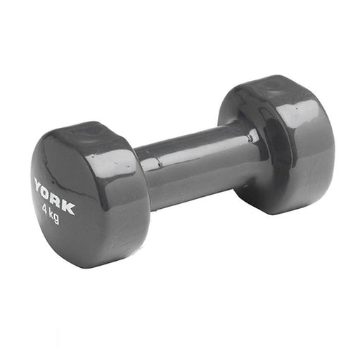 York PVC 4Kg Dipped Dumbbell - Grey