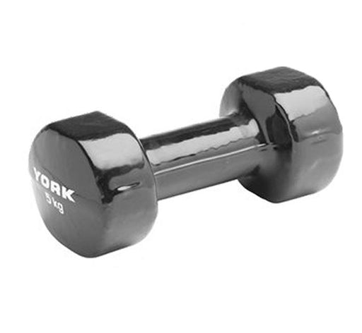 York PVC 5Kg Dipped Dumbbell - Black